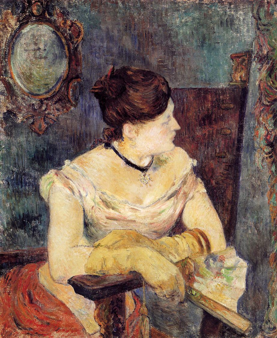 Madame Mette Gauguin in an Evening Dress - Paul Gauguin Painting